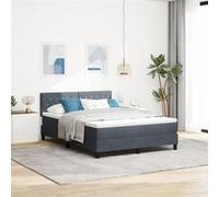 Lit Box Spring vidaXL avec Matelas Gris Foncé 160x200 cm Velours 3339117 G