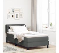 Lit Box Spring vidaXL avec Matelas - Gris Foncé, 90x190 cm, Tissu