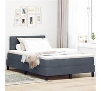 Lit Box Spring vidaXL avec matelas Gris foncé Petit double Velours 3339093