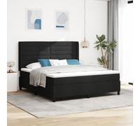 Lit box spring vidaXL avec matelas noir 180x200 cm en tissu