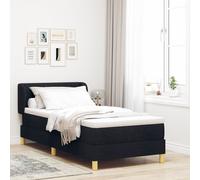Lit box spring vidaXL avec matelas - Noir, 90x190 cm, Tissu