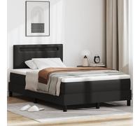 Lit Box Spring vidaXL avec Matelas Noir Petit Lit Double Simili Cuir, Tête de Lit Design Simple Noir 100 cm Simili Cuir
