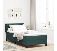 Lit Box Spring vidaXL avec Matelas Vert Foncé 90x200 cm Velours
