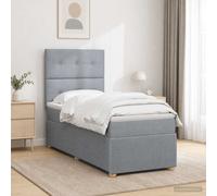 vidaXL Lit boxspring avec matelas Gris clair Simple Tissu