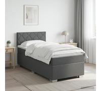 vidaXL Lit boxspring avec Matelas Gris foncé 90 x 190cm Tissu, Chambre Moderne, lit Confortable, Matelas à Ressorts ensachés, Cadre élégant, tête de lit réglable, éco-Responsable