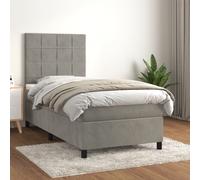 Lit boxspring avec matelas gris clair 100x200 cm velours , Lits classiques Design 2024