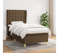 Lit Boxspring avec matelas Marron Foncé 100x200 cm Tissu , Lits Classiques Design 2024