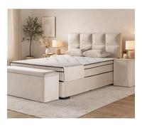 Lit boxspring coffre 160cm en velours + matelas de 30cm LAURA