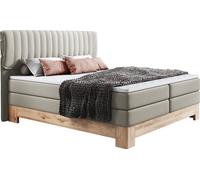 Lit boxspring DomoHome avec sommier à ressorts ensachés 7 zones, cadre en chêne, matelas rembourré avec surmatelas en mousse à froid pour un confort de sommeil optimal | 180 x 200 cm | Frêne