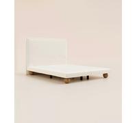 Lit boxspring Grand Ours 140x200 cm - Tissu Beige Ivoire - Ressorts ensachés et bois massif - Lit Luxe - Tediber