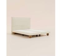 Lit boxspring Grand Ours 160x200 cm - Tissu Beige Iconique - Ressorts ensachés et bois massif - Lit Luxe - Tediber