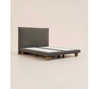 Lit boxspring Grand Ours 180x200 cm - Tissu Gris Ardoise - Ressorts ensachés et bois massif - Lit Luxe - Tediber