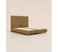 Lit boxspring Grand Ours 180x200 cm - Tissu Marron Havane - Ressorts ensachés et bois massif - Lit Luxe - Tediber
