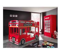 Vipack Lit enfant London Bus 90x200 cm avec LED Rouge