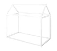 Lit Cabane 70 x 140 cm pour Enfants ROBA - Bambou Certifié FSC - Lit Montessori au Sol pour Garçon et Fille - Bois Laqué Blanc