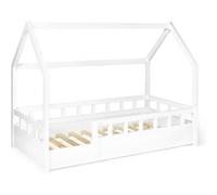 IDMarket Lit cabane enfant Neree 80 x 160 cm avec sommier et barrières blanc
