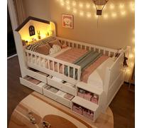 Lit cabane 90x200 cm - Lit mi-hauteur enfant - Blanc