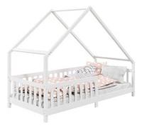 IDIMEX Lit cabane CORA lit Enfant Simple Montessori asymétrique en Bois 90 x 200 cm en pin Massif lasuré Blanc