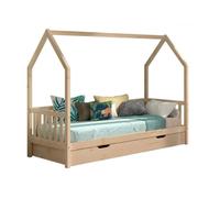 Vipack Lit enfant Cabane 90x200 cm, tiroir, encadrement latéral, pin massif naturel
