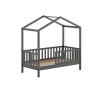 Vipack Lit junior JAXX 70 x 140 cm avec rebord latéral et sommier pin massif anthracite