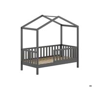 Vipack Lit junior JAXX 70 x 140 cm avec rebord latéral et sommier pin massif anthracite