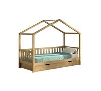 VIPACK - Dallas 1 lit d'appoint avec rebord latéral 90x200cm et tiroir de lit, chêne naturel