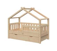 Lit cabane Vitalispa Design Naturel bois 70x140 cm avec tiroir, Model 33268