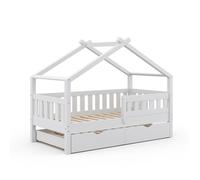 Lit cabane Vitalispa Design Blanc 80x160 cm avec lit d'appoint, Model 35965