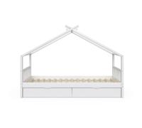 Lit cabane Vitalispa Design Blanc 90x200 cm avec 2 tiroirs, Model 36918
