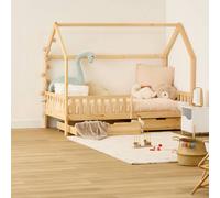 Lit Cabane Enfant 2 Tiroirs - Bosco Beige 90X190
