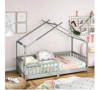 MODFU Lit Mezzanine Enfant 90x200 cm - Lit Combiné avec Escalier et Espace de Rangement - Structure Bois de Pin et MDF - Blanc