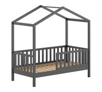 Lit Cabane Enfant "Dallas" 70x140cm Anthracite