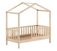 Lit Cabane Enfant "Dallas" 70x140cm Naturel