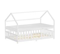 Lit cabane enfant double ML-Design 120x200cm en bois blanc avec matelas sommier et antichute inclus