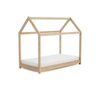 WEBABY - Lit enfant Cabane 70 x 140 en bois hêtre brut| A partir de 6 ans