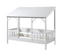 Lit de maison Vipack avec surface de couchage de 90 x 200 cm, toit en blanc
