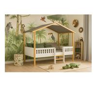 Lit cabane enfant - KONTARBOOR - KONTARBOOR - Bois d'épicéa massif - Sommier à lattes inclus - Couchage 90 x 190 cm