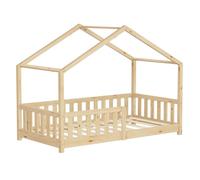 ML-Design lit d'enfant lit de maison 80x160 cm naturel, lit en bois avec protection contre les chutes