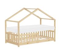ML-Design Lit cabane enfant 80x160 cm – Pin massif naturel, sommier à lattes, protection antichute