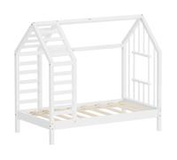 Lit cabane enfant - ML-Design - Blanc - 70x140 cm - Bois de pin avec sommier toit et fenêtre
