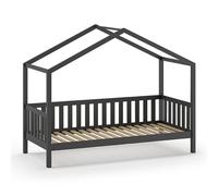Lit Cabane Enfant & Tiroir "Dallas" 90x200cm Anthracite