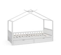 Lit cabane Franka, 90x200 cm avec 2 tiroirs, Blanc, Vitalispa 40400
