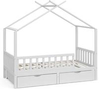 Lit cabane Franka, blanc, 80x160 cm | avec 2 tiroirs, adapté aux matelas jusqu'à 90x200 cm et modulable