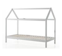 Lit cabane gigogne 90x200 cm pin massif blanc Kali
