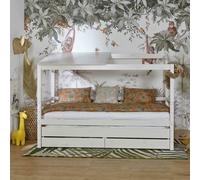 Lit Cabane Gigogne Bois Massif Alma Blanc 90X200