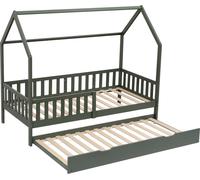 Happy Garden Lit cabane gigogne pour enfant Marceau 190x90 cm pin massif, sommier à lattes, vert