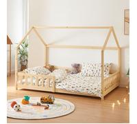 Lit cabane Hesel pour enfants bois de pin 120 x 200 cm naturel