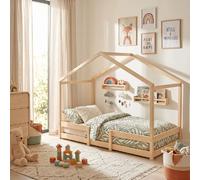Lit cabane INDIANA 90x190 + sommier / Bois clair
