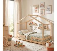 Lit cabane INDIANA 90x190 + sommier / Bois clair