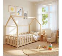 WEBER INDUSTRIES Lit cabane Kiwi 90x190 avec sommier et Matelas/Bois Clair